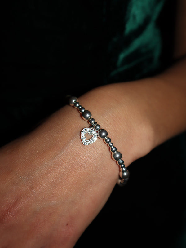 Sparkle Open Heart Popcorn Bracelet