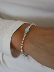 Penny Aqua Marine Bead Bracelet