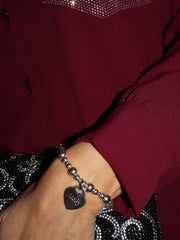 Double Side Engraved Maxi Popcorn Heart Bracelet