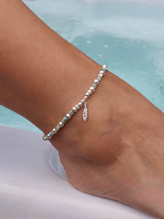 Green Beaded Feather Anklet