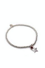 Engraved Initial Star Bracelet with Birthstone