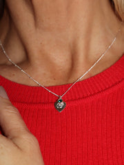 Engraved Initial Heart Necklace with Birthstone