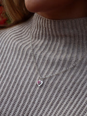 Double Sparkle Pink Heart Necklace