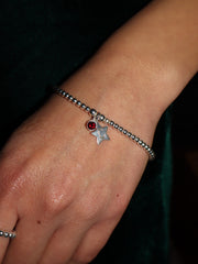 Engraved Initial Star Bracelet with Birthstone
