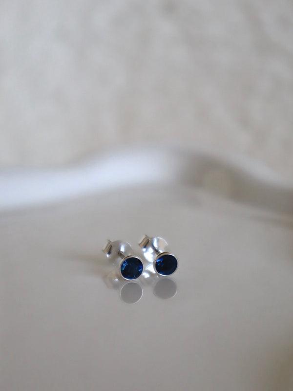 Blue Zircon December Birthstone Stud Earrings