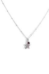 Engraved Initial Star Necklace with Birthstone