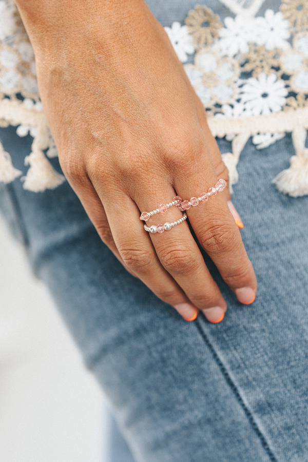 Pink Glass Bead Ring