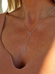 Oval Mini Pull Through T Bar Necklace