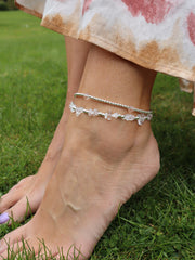 Rock Crystal Anklet Stack