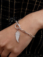 T Bar Paper Chain Angel Wing Bracelet