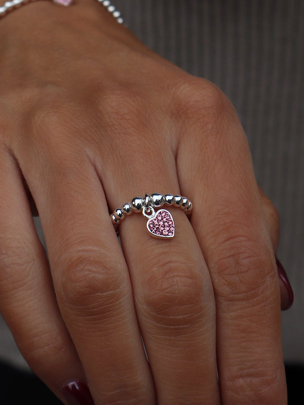 Sparkle Pink Heart Ring