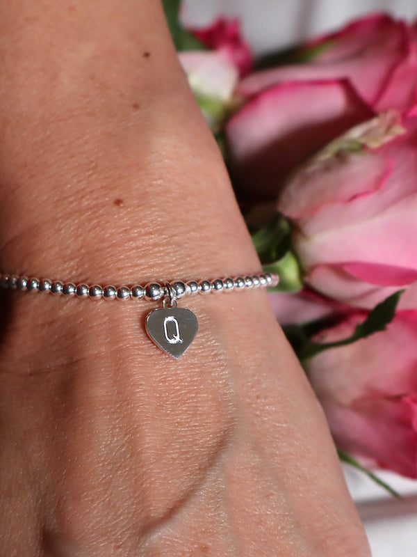 Engraved Initial Heart Bracelet