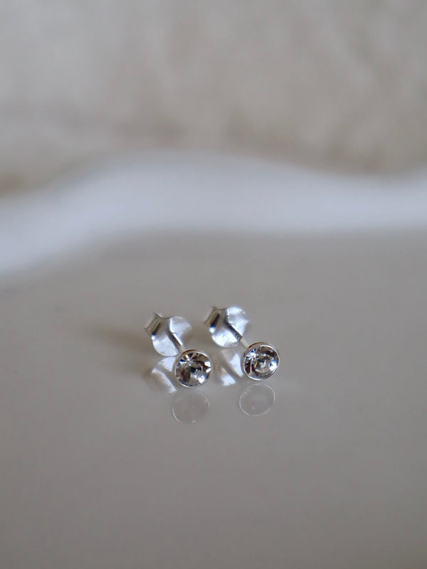 Diamond April Birthstone Stud Earrings