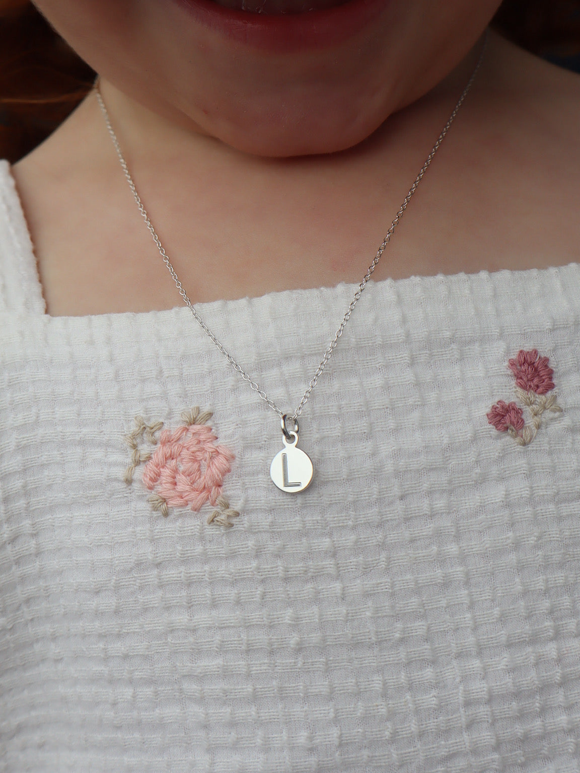 Children's Engraved Initial Disc Necklace – Quilla Co
