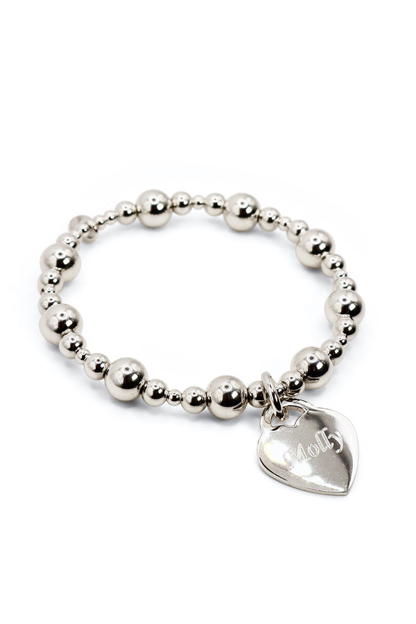 Double Side Engraved Maxi Popcorn Heart Bracelet