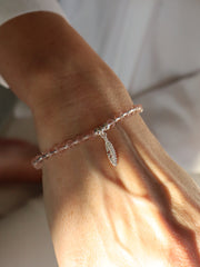 Cassie Pink Feather Bracelet