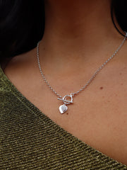 T Bar Double Sparkle Heart Necklace