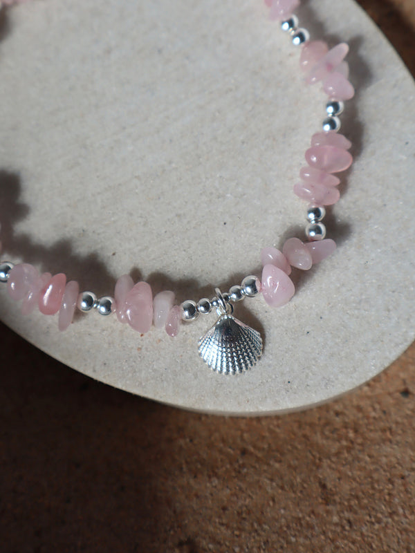 Shell Rose Quartz Anklet