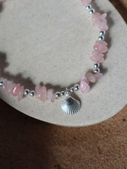 Shell Rose Quartz Anklet