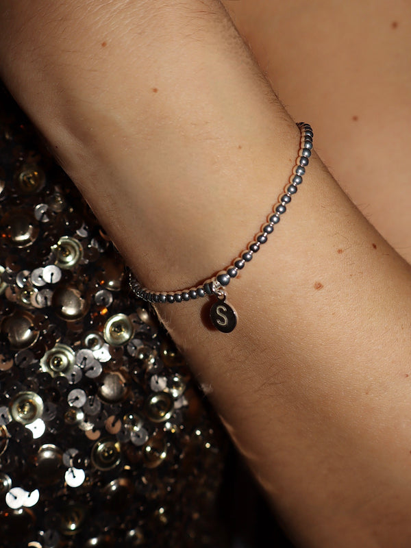 Engraved Initial Disc Bracelet