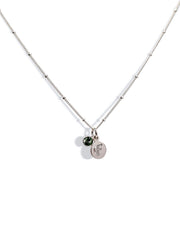 Engraved Initial Disc Necklace with Birthstone