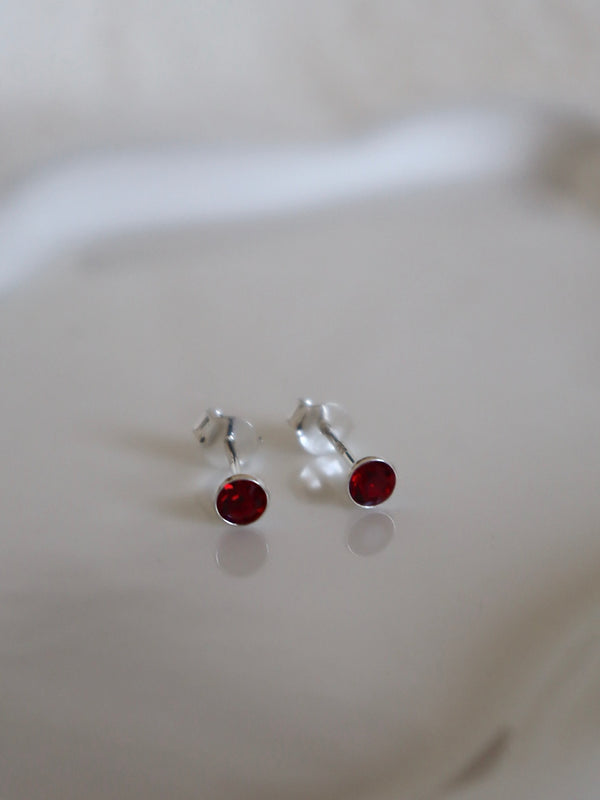 Garnet January Birthstone Stud Earrings