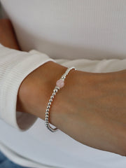 Penny Rose Quartz Bead Bracelet