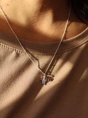 Engraved Initial Star Necklace with Birthstone