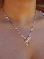 Letter Paper Chain Necklace With Birthstone