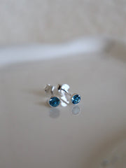 Aquamarine March Birthstone Stud Earrings