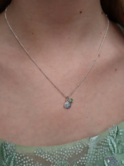 Engraved Initial Disc Necklace with Birthstone