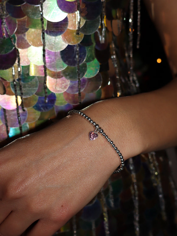 Sparkle Pink Heart Bracelet