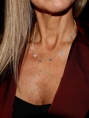 5 Pink Sparkle Heart Necklace