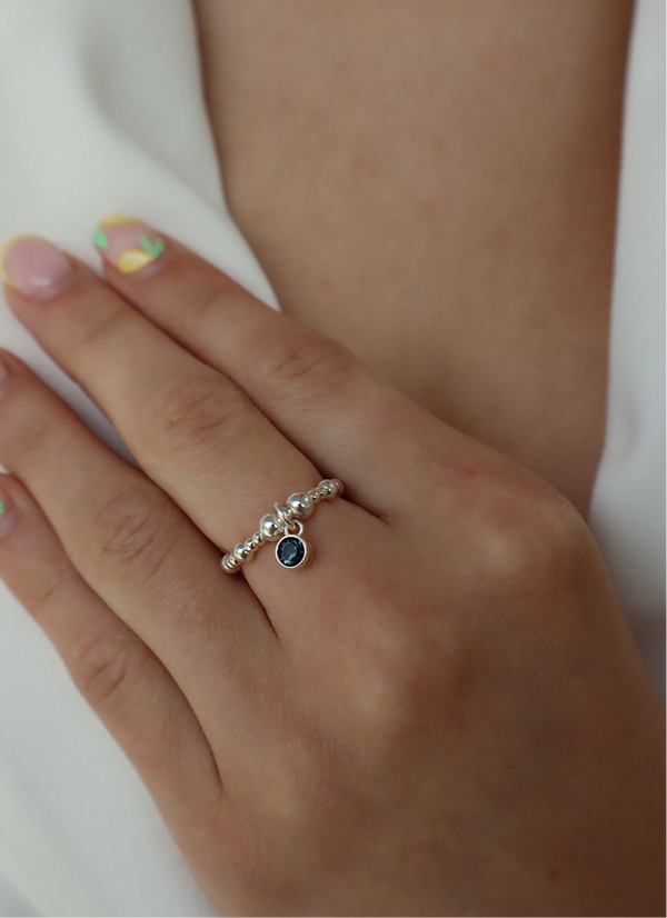 Blue Zircon December Birthstone Ring