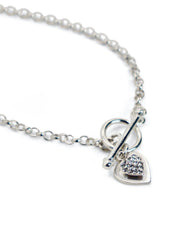 T Bar Double Sparkle Heart Necklace