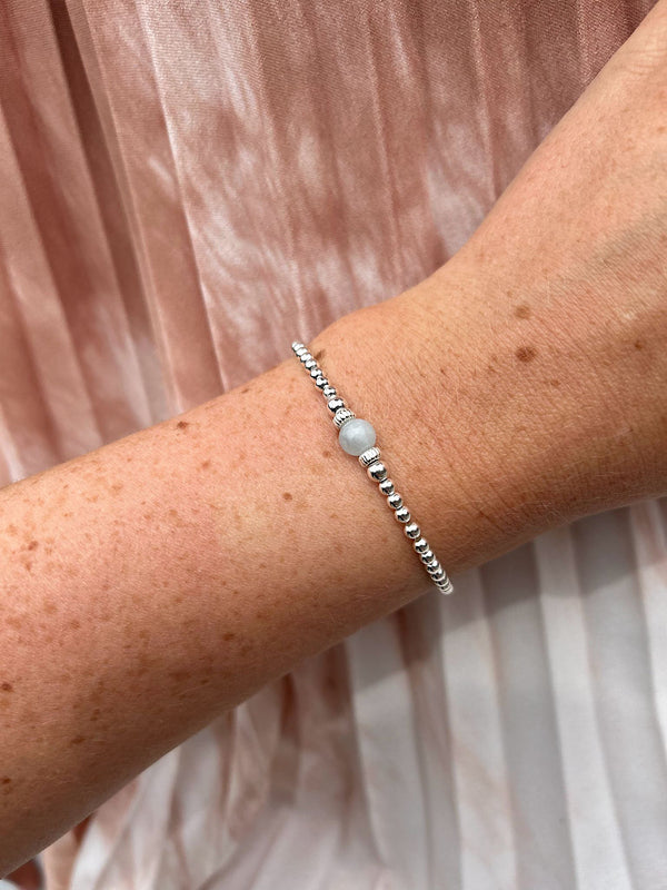 Penny Aqua Marine Bead Bracelet