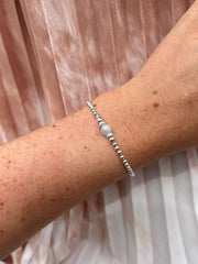 Penny Aqua Marine Bead Bracelet