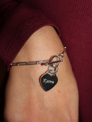 Sally Engraved Paper Chain Heart Bracelet