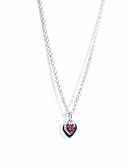 Double Sparkle Pink Heart Necklace