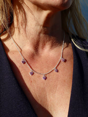 5 Pink Sparkle Heart Necklace