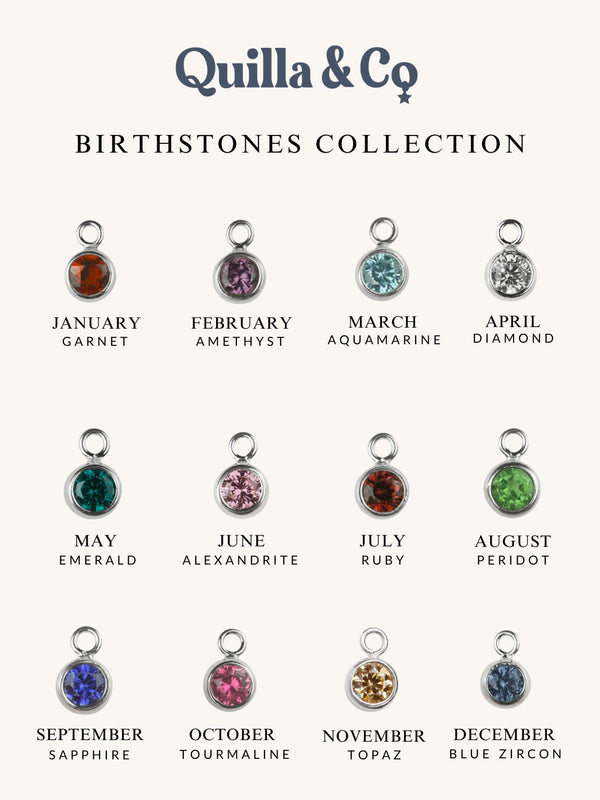 Engraved Initial Disc Necklace with Birthstone
