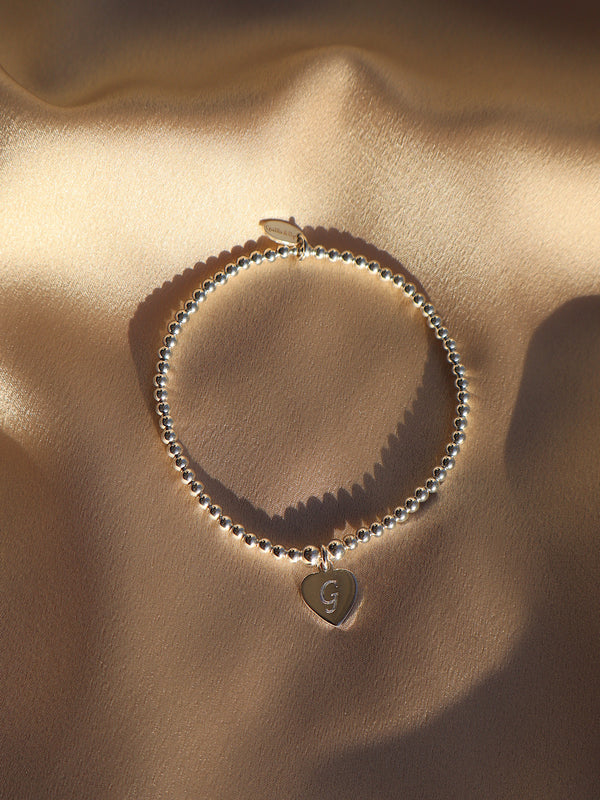 Engraved Initial Heart Bracelet