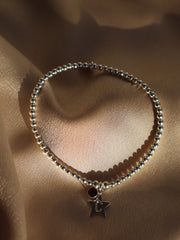Engraved Initial Star Bracelet with Birthstone