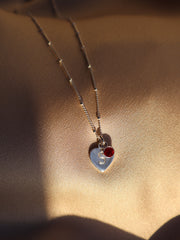 Engraved Initial Heart Necklace with Birthstone