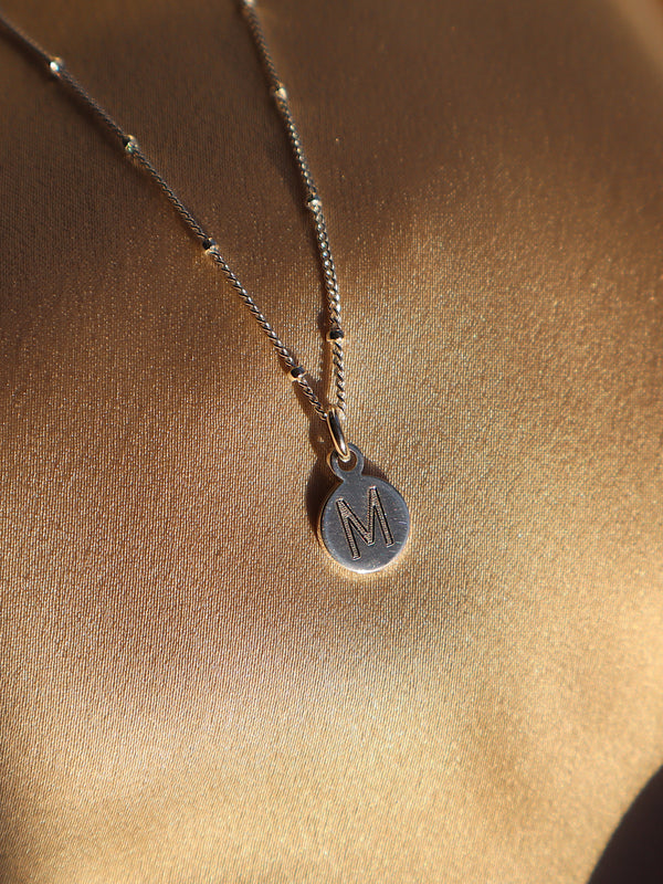 Engraved Initial Disc Necklace
