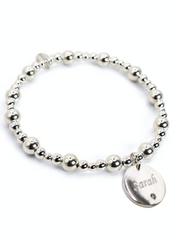 Engraved Midi Popcorn CZ Disc Bracelet