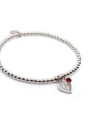 Engraved Initial Heart Bracelet with Birthstone