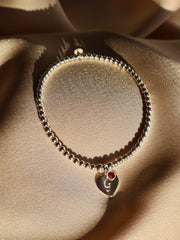 Engraved Initial Heart Bracelet with Birthstone