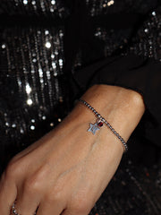 Engraved Initial Star Bracelet with Birthstone