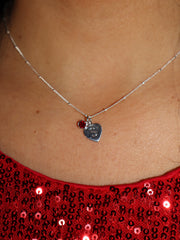 Engraved Initial Heart Necklace with Birthstone